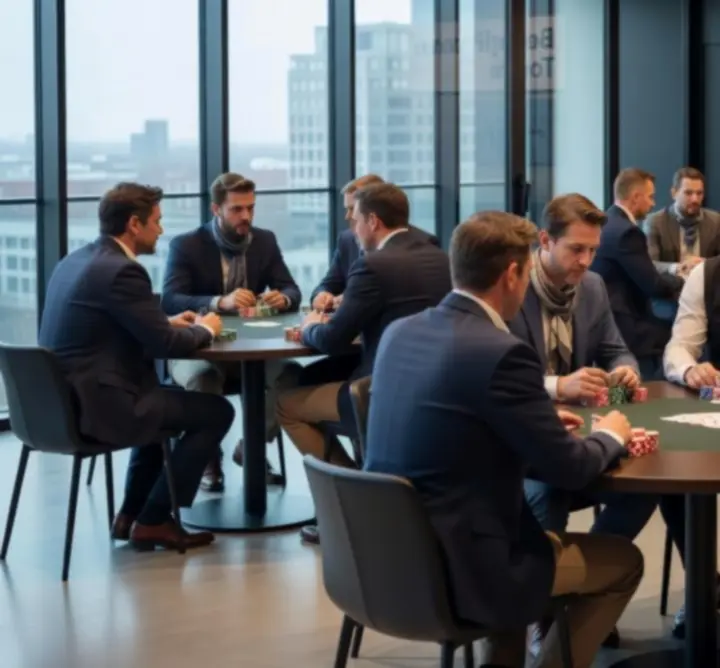 Zakelijke pokeropstelling tijdens een bedrijfsevenement