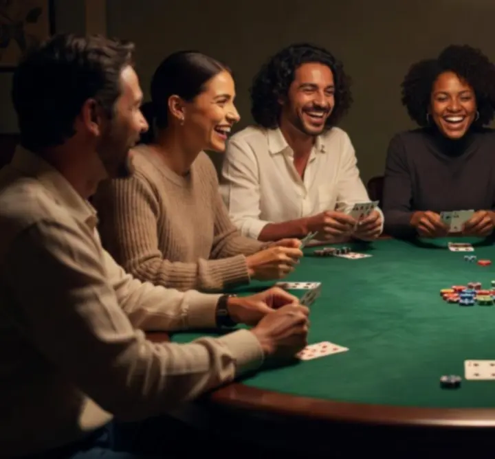 Sfeervolle offline pokeravond met spelers aan tafel