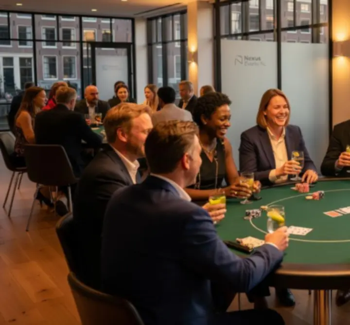 Professioneel geleide pokertafel tijdens een sociaal event